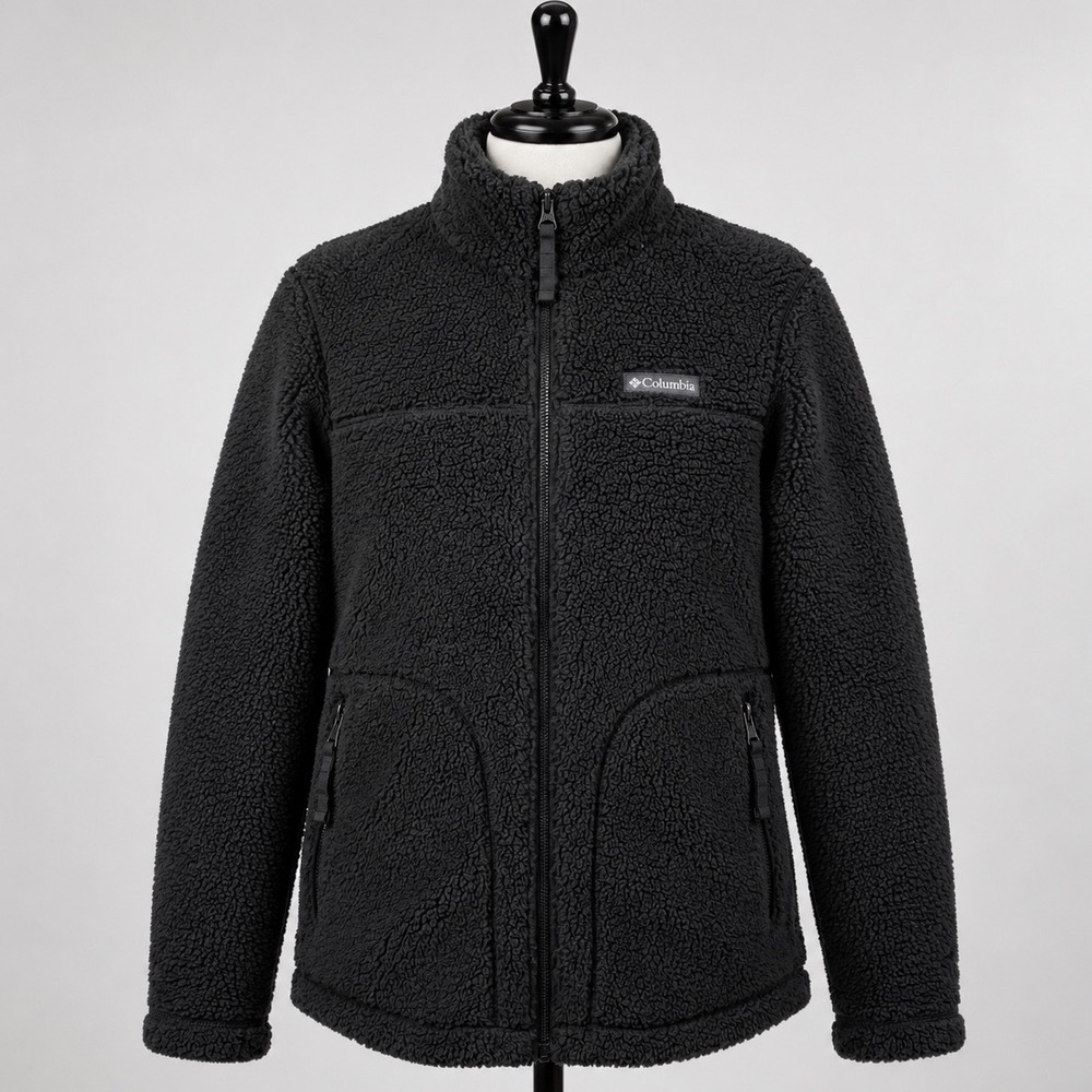 Columbia Womens Black Sherpa Full Zip Fleece Jacket XL0967 Small Athleisure Warm
